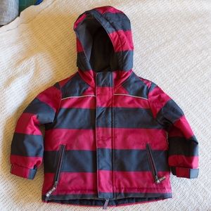 18M Striped puffer hooded winter coat